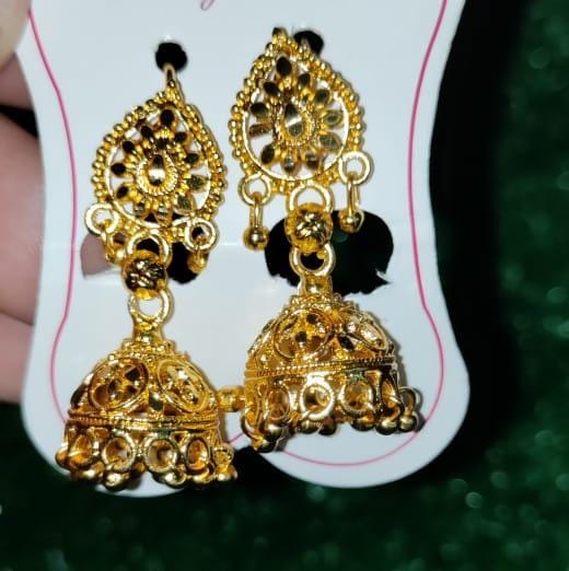 1 Pair Golden Antique Jhumka