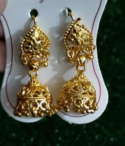 1 Pair Golden Antique Jhumka