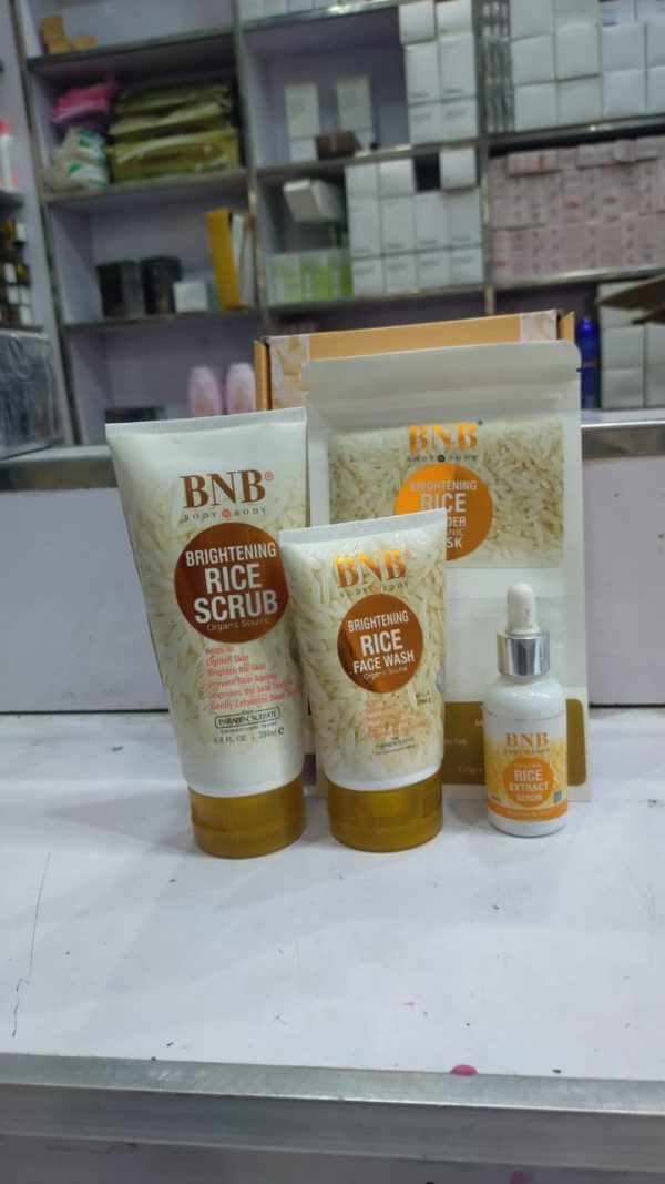 BNB Rice Whitening And Glowing Facial Kit  4 In 1 (Face Wash, Scrub, Mask & Serum )