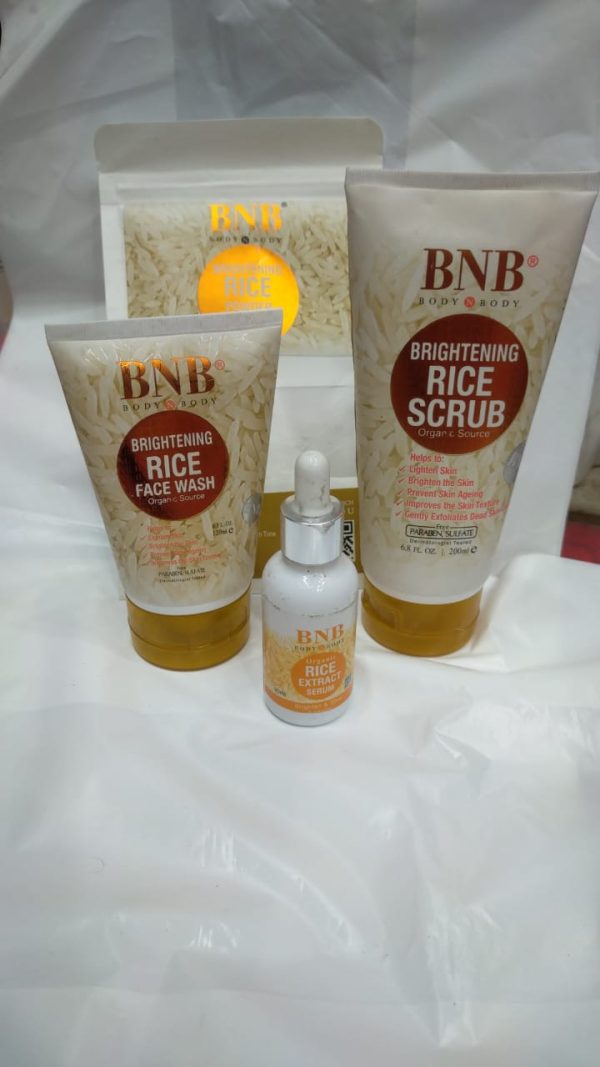 BNB Rice Whitening And Glowing Facial Kit  4 In 1 (Face Wash, Scrub, Mask & Serum )